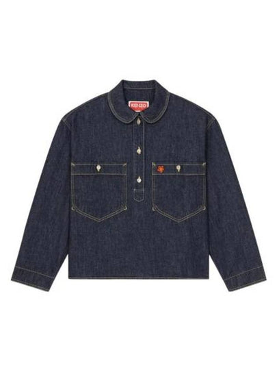 Pocket Denim Polo Shirt Blue - KENZO - BALAAN 2