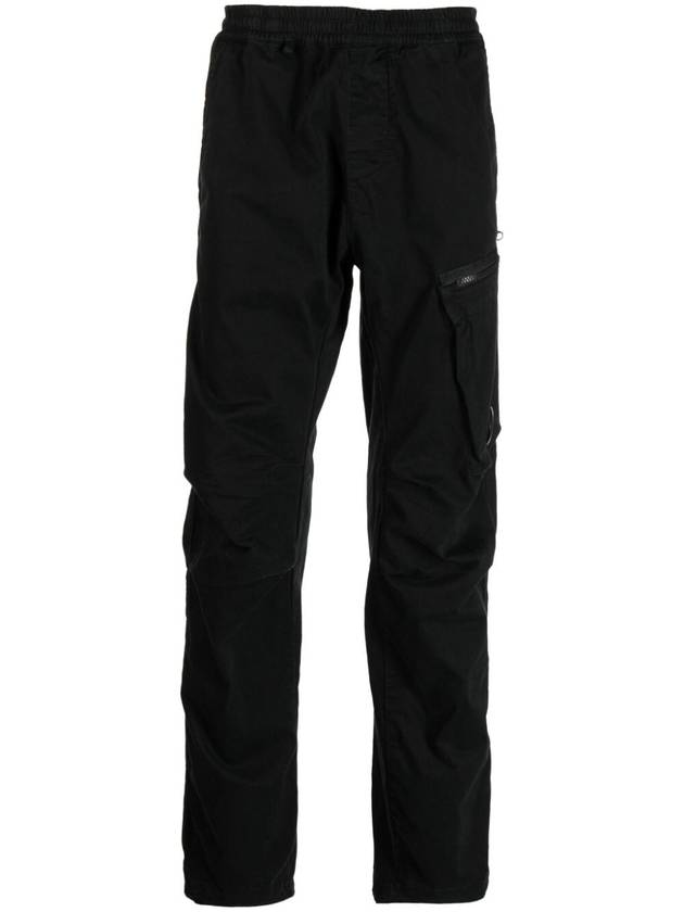 Logo Patch Tapered Straight Pants Black - CP COMPANY - BALAAN 4