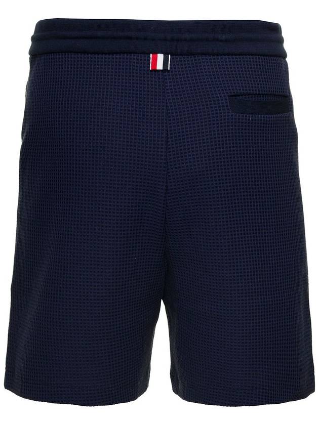 Textured Check Summer Cotton Shorts Navy - THOM BROWNE - BALAAN 4