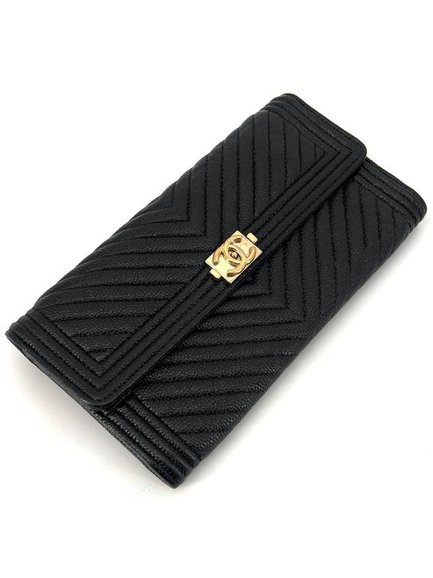 Caviar Boy Chevron Flap Long Wallet - CHANEL - BALAAN 6