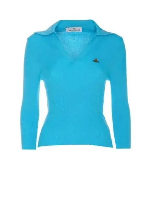 ORB Polo Cashmere Knit Top Blue - VIVIENNE WESTWOOD - BALAAN 2