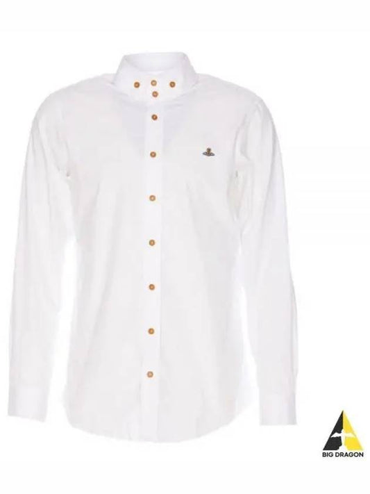 Men's Embroidered ORB Logo Long Sleeve Shirt White - VIVIENNE WESTWOOD - BALAAN 2