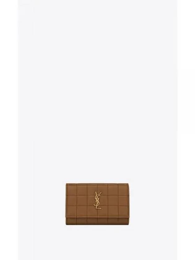 Cassandra Quilting Leather Half Wallet Brown - SAINT LAURENT - BALAAN 2