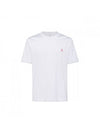 Men's Logo Embroidered Crew Neck Short Sleeve T-Shirt White Red - BRUNELLO CUCINELLI - BALAAN 1