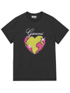 Women's Relax Heart Short Sleeve T-Shirt Volcanic Ash Grey - GANNI - BALAAN 3