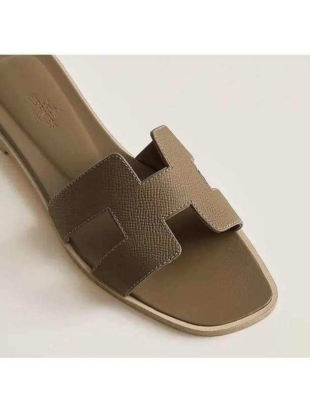 Oran Leather Sandals Etoupe - HERMES - BALAAN 6