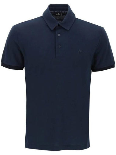 Logo Cotton Polo Shirt Navy - ETRO - BALAAN 1