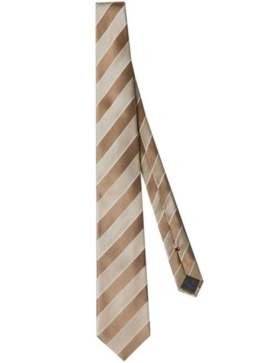 Striped Silk Tie Beige - BRUNELLO CUCINELLI - BALAAN 1