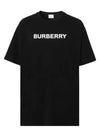 Logo Print Cotton Oversized Short Sleeve T-Shirt Black - BURBERRY - BALAAN 2