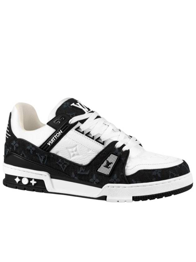 LV Trainer Denim Calfskin Low Top Sneakers White Black - LOUIS VUITTON - BALAAN 2