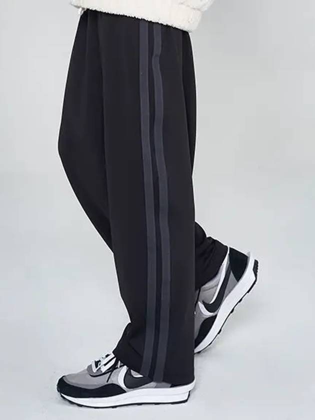 Two-line Wide Track Pants Black Grey - CRUMP - BALAAN 2