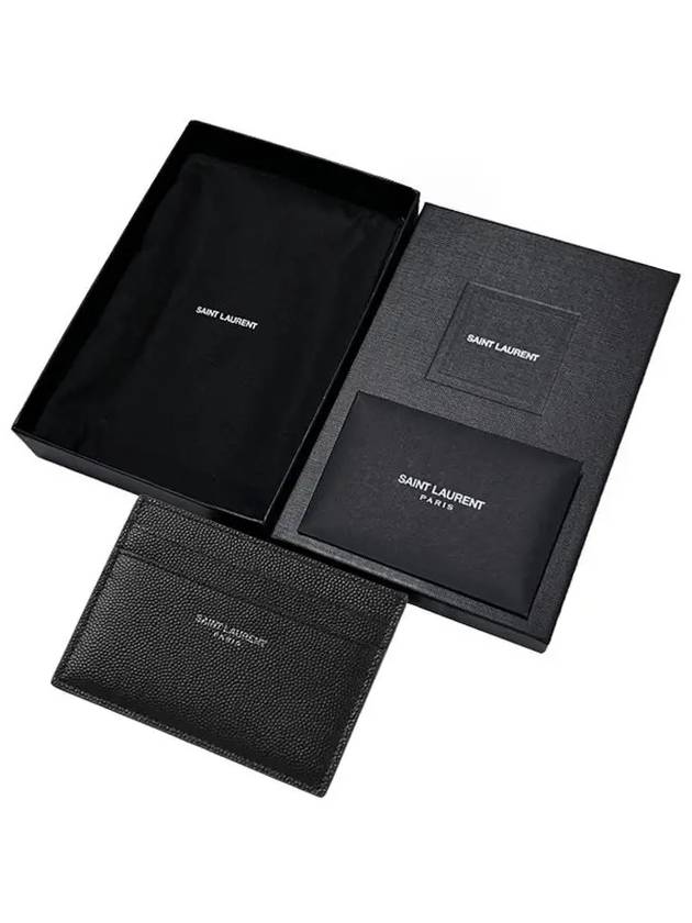 Embossed Leather Card Wallet Black - SAINT LAURENT - BALAAN 9