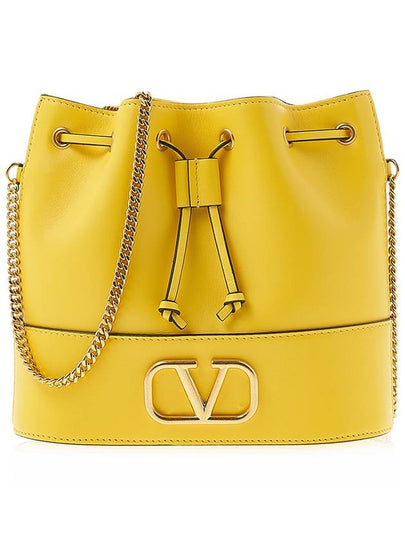 V Logo Signature Chain Mini Bucket Bag Yellow - VALENTINO - BALAAN 2