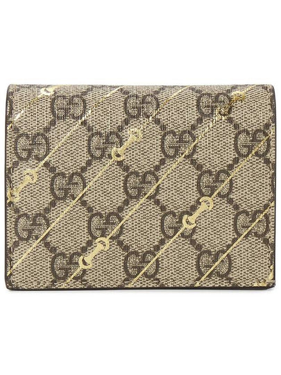 Horsebit Print Card Wallet Beige Ebony - GUCCI - BALAAN 2