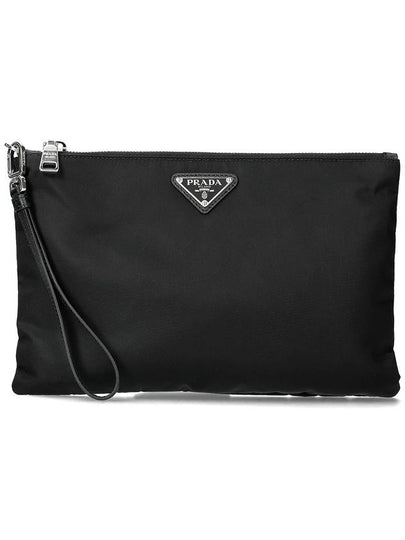 Re-Nylon and Saffiano Leather Clutch Bag Black - PRADA - BALAAN 2