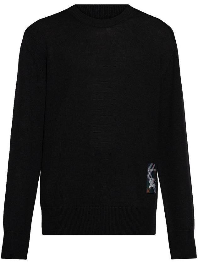 Check Label Wool Knit Top Black - BURBERRY - BALAAN 2