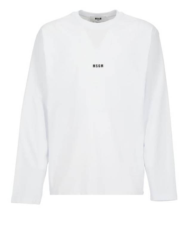 Micro Logo Print Long Sleeve T-Shirt White - MSGM - BALAAN 2