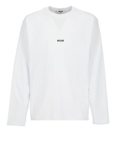 Micro Logo Print Long Sleeve T-Shirt White - MSGM - BALAAN 2