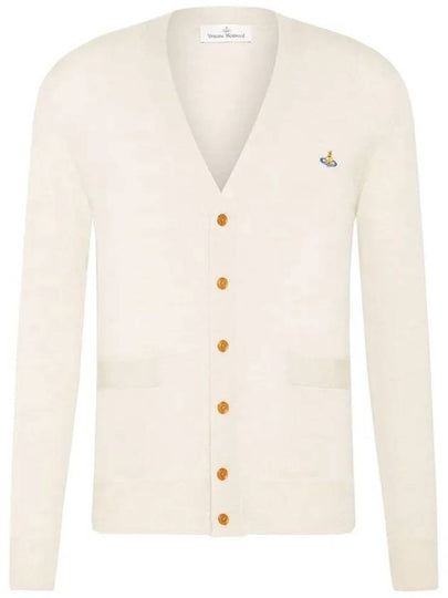 Men's Embroidered Logo Wool Cardigan White - VIVIENNE WESTWOOD - BALAAN 2