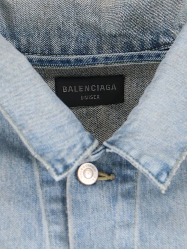 Off-Shoulder Denim Jacket Blue - BALENCIAGA - BALAAN 5