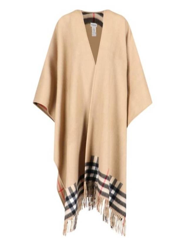 Check Cashmere Wool Cape Beige - BURBERRY - BALAAN 1