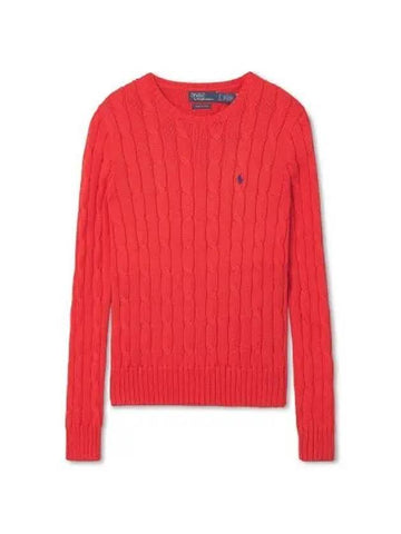 W cable knit cotton crewneck sweater red - POLO RALPH LAUREN - BALAAN 1