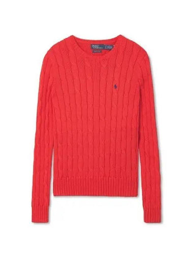 W cable knit cotton crewneck sweater red - POLO RALPH LAUREN - BALAAN 1