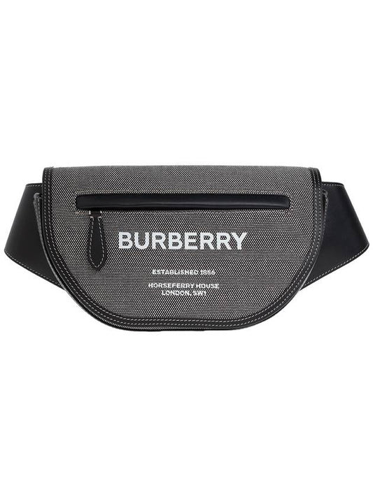 Olympia Horseferry Print Canvas Small Belt Bag Black Gray - BURBERRY - BALAAN 1