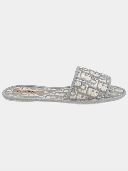 Chez Moi Oblique Embroidered Cotton Slippers Grey - DIOR - BALAAN 2