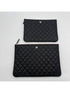 Medium Classic Clutch Bag Caviar Leather & Silver Black - CHANEL - BALAAN 8