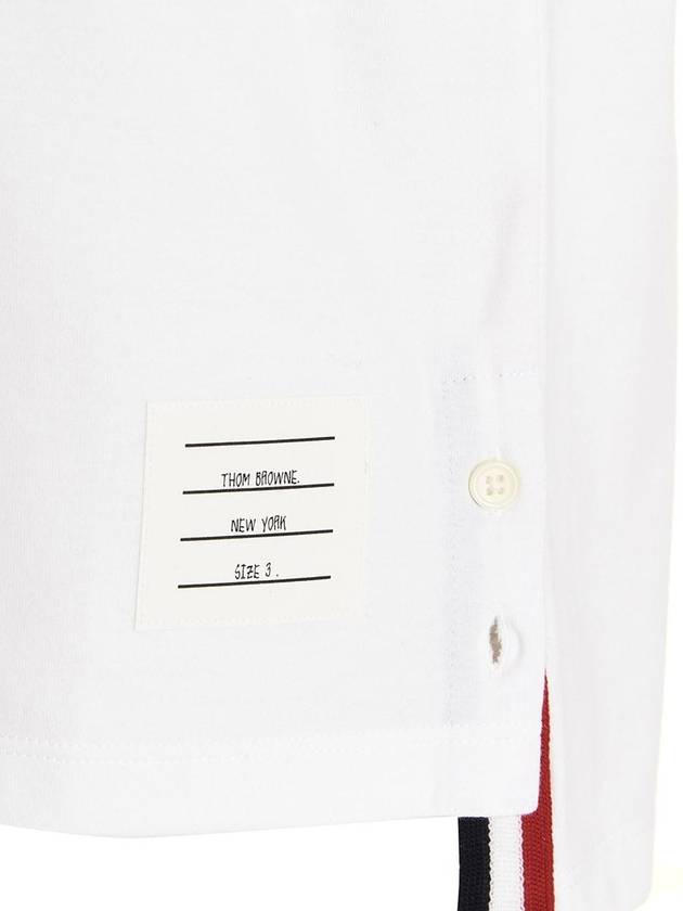 Men's Medium Weight Jersey Tipped Pocket Crewneck Short Sleeve T-Shirt White - THOM BROWNE - BALAAN 5