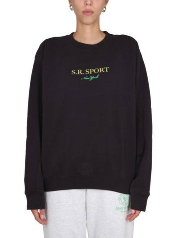 Logo Print Detail Cotton Sweatshirt Black - SPORTY & RICH - BALAAN 1