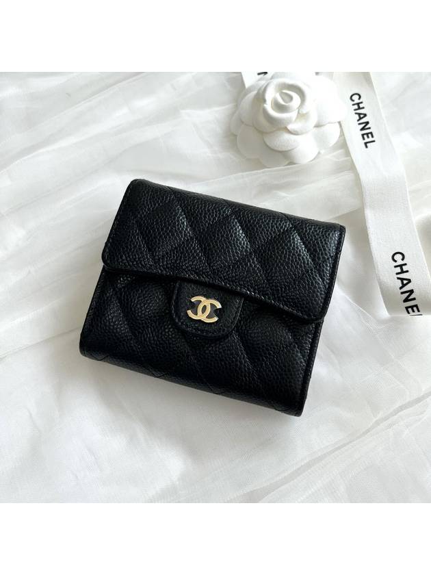 Small Classic Flap Wallet Grained Calfskin & Gold Black - CHANEL - BALAAN 8