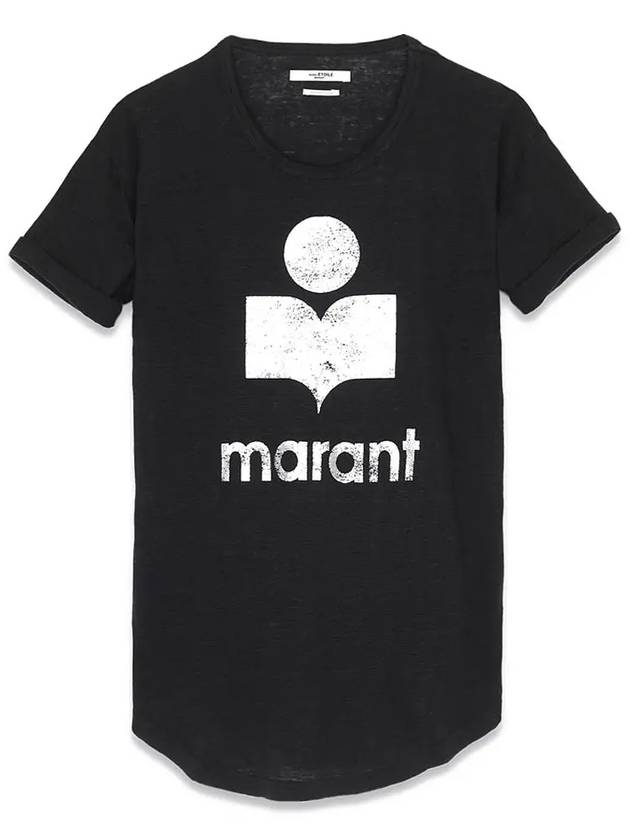 Coldy Logo Print Linen Short Sleeve T-Shirt Black - ISABEL MARANT - BALAAN 2