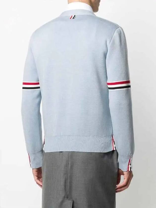 Milano Stitch Sprite Armband Cotton V-neck Cardigan Light Blue - THOM BROWNE - BALAAN 6