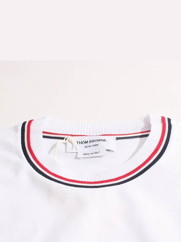 RWB Trimmed Cotton Short Sleeve T-Shirt White - THOM BROWNE - BALAAN 4