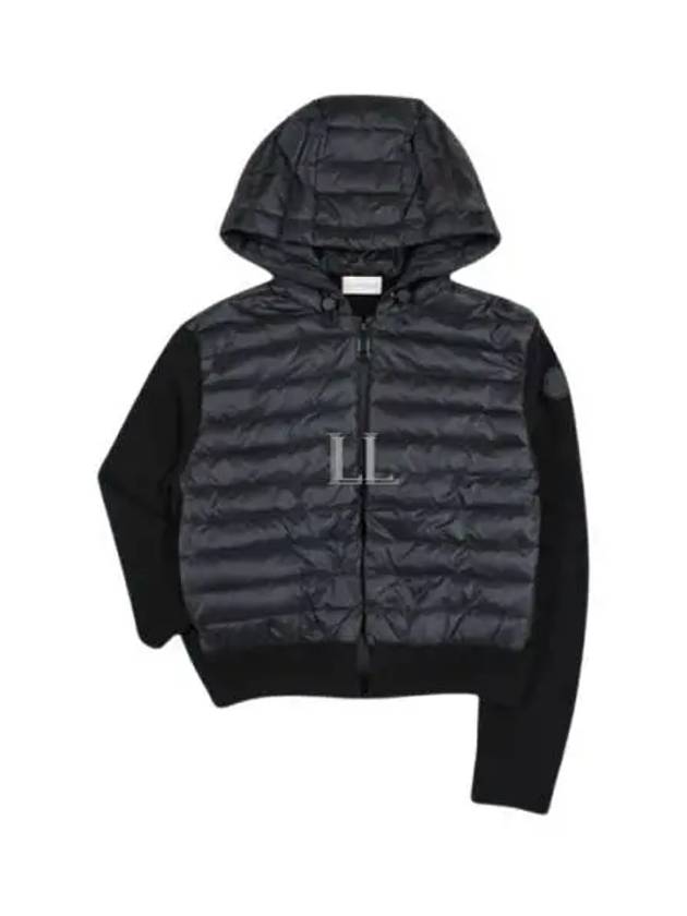 Women's Padded Wool Zip-Up Hooded Cardigan Black - MONCLER - BALAAN 2