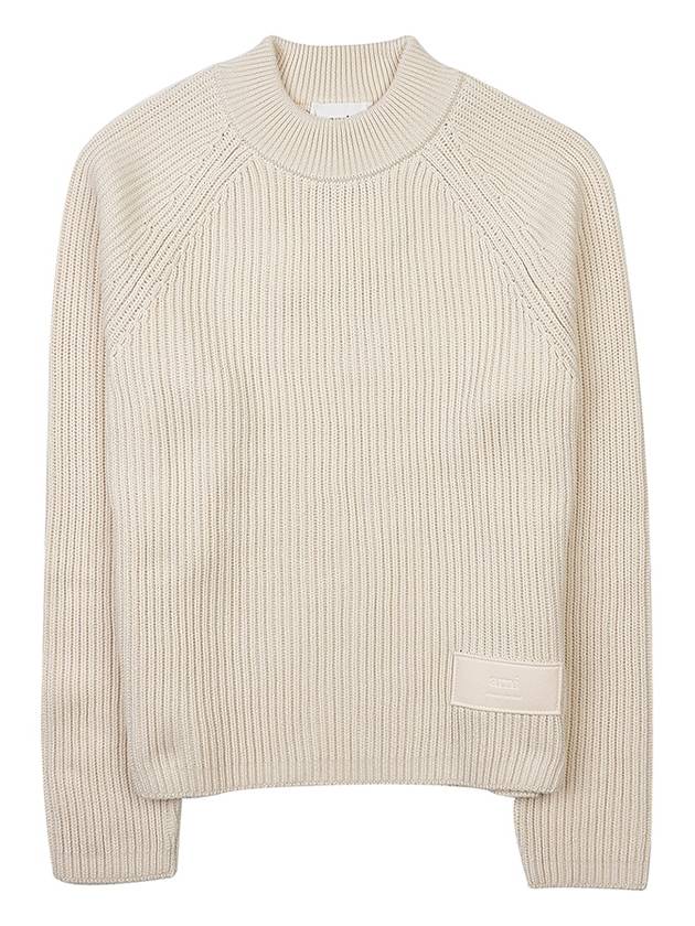 Logo Patch Basic Knit Top Ivory - AMI - BALAAN 10