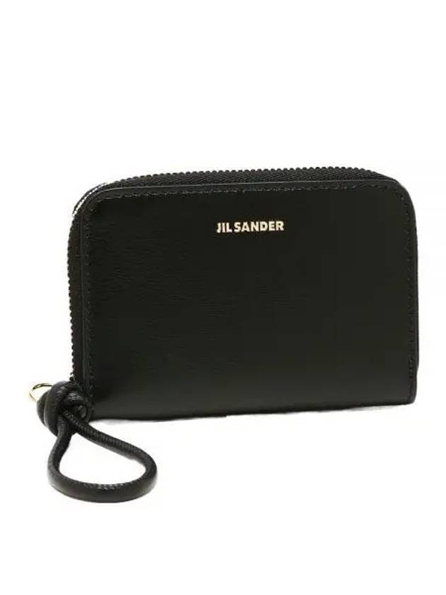 Logo Plaque Zip Round Calf Leather Coin Wallet Black - JIL SANDER - BALAAN 2