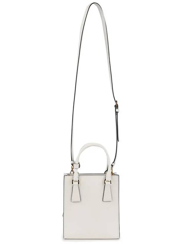 Triangle Logo Saffiano Leather Tote Bag White - PRADA - BALAAN 4