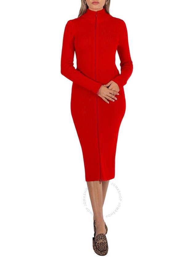 Loewe Vermillion Wool-Blend Zip-Up Midi Dress, Size X-Small - LOEWE - BALAAN 1