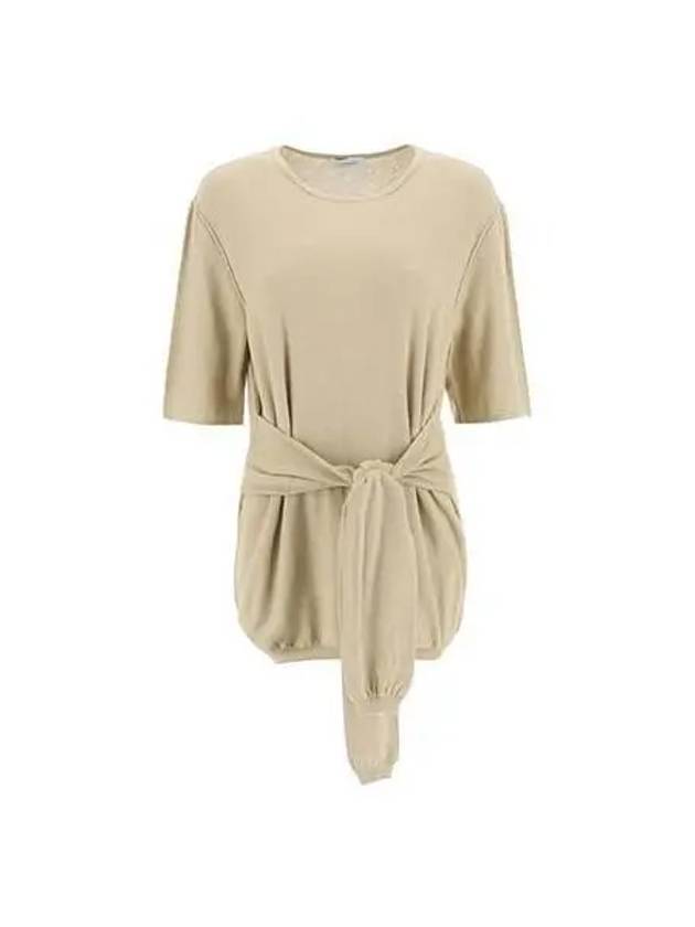 t shirt women tie short sleeve knit beige - LEMAIRE - BALAAN 1