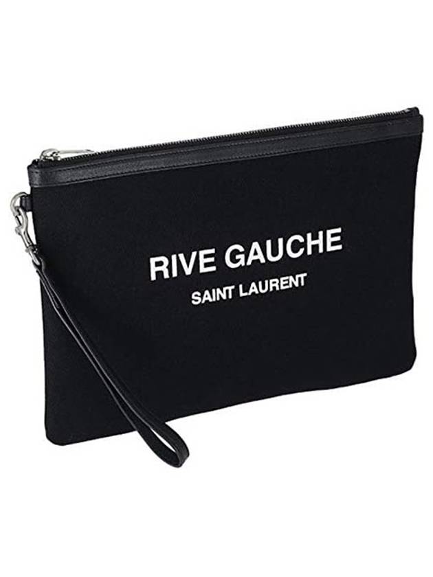 Rive Gauche Logo Print Canvas Clutch Bag Black - SAINT LAURENT - BALAAN 2