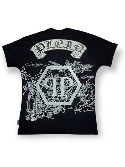 Jersey Round Neck Skeleton Tattoo Short Sleeve T-Shirt Black - PHILIPP PLEIN - BALAAN 2