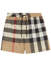 ExaGGerated Check Drawcord Swim Shorts Archive Beige - BURBERRY - BALAAN 2