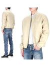 Embroidered Heart Logo Cotton Satin Bomber Jacket Beige - AMI - BALAAN 2