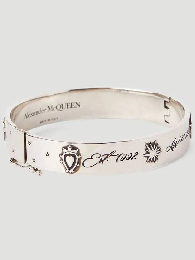 1992 heart logo vintage engraved bangle bracelet - ALEXANDER MCQUEEN - BALAAN 1