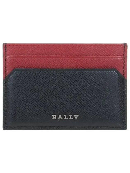 Color Block Card Wallet Black Red - BALLY - BALAAN.