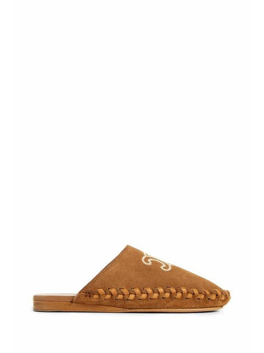 Marlou Triomphe Embroidered Suede Calfskin Mule Cognac - CELINE - BALAAN 1