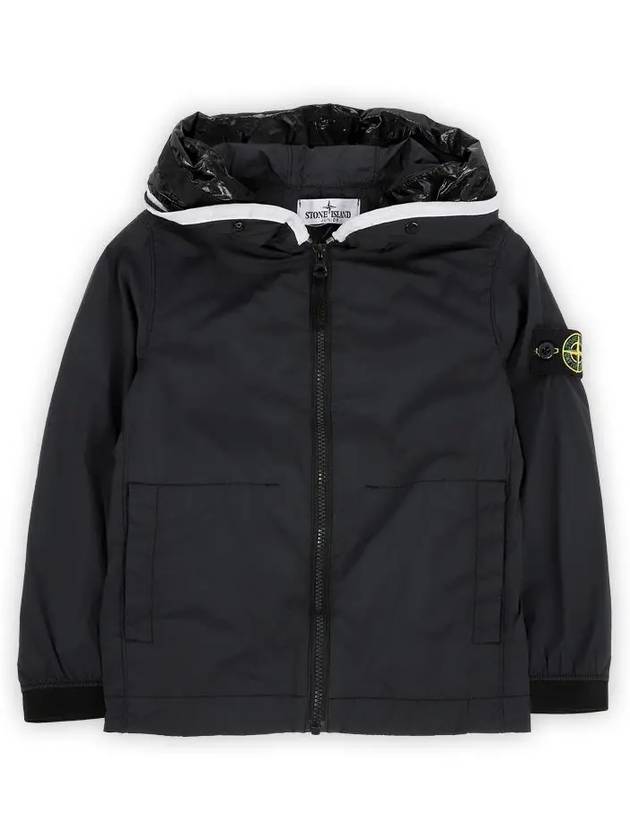 Stone Kids Waffen Patch Two Line Hooded Jacket Black 781640332 V0029 - STONE ISLAND - BALAAN 1